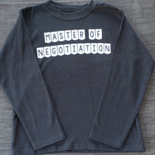 Load image into Gallery viewer, 3-4 'Master of Negotiation' blue short sleeved tee