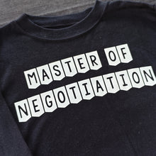Load image into Gallery viewer, 3-4 'Master of Negotiation' blue short sleeved tee