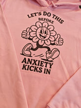 Load image into Gallery viewer, SECONDS Small pink 'Anxiety'  black hoodie