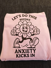 Load image into Gallery viewer, SECONDS Small pink 'Anxiety'  black hoodie