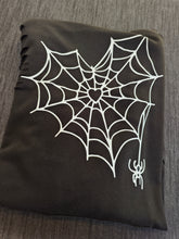 Load image into Gallery viewer, Medium Distressed Heart Spider black hoodie