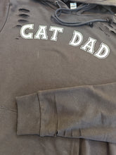 Load image into Gallery viewer, Small Distressed 'CAT DAD' black hoodie