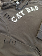 Load image into Gallery viewer, Small Distressed 'CAT DAD' black hoodie