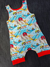 Load image into Gallery viewer, 2-3y BLUE Happy Farm Shortie Dungarees