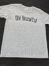 Load image into Gallery viewer, 7-8 'Oh Biscuits' Grey short sleeved tee