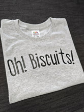 Load image into Gallery viewer, 7-8 'Oh Biscuits' Grey short sleeved tee