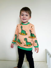 Load image into Gallery viewer, Long Sleeved French Terry Jumper - Surfing Dinosaurs