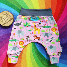 Load image into Gallery viewer, Jazzy Jungle Pink Harem Trousers