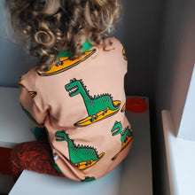 Load image into Gallery viewer, Long Sleeved French Terry Jumper - Surfing Dinosaurs
